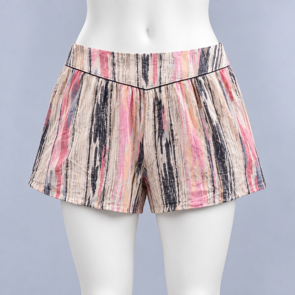 NWT Forever 21 Shorts Womens 1X Multicolor Abstract Stripe Elastic Waist Flowy